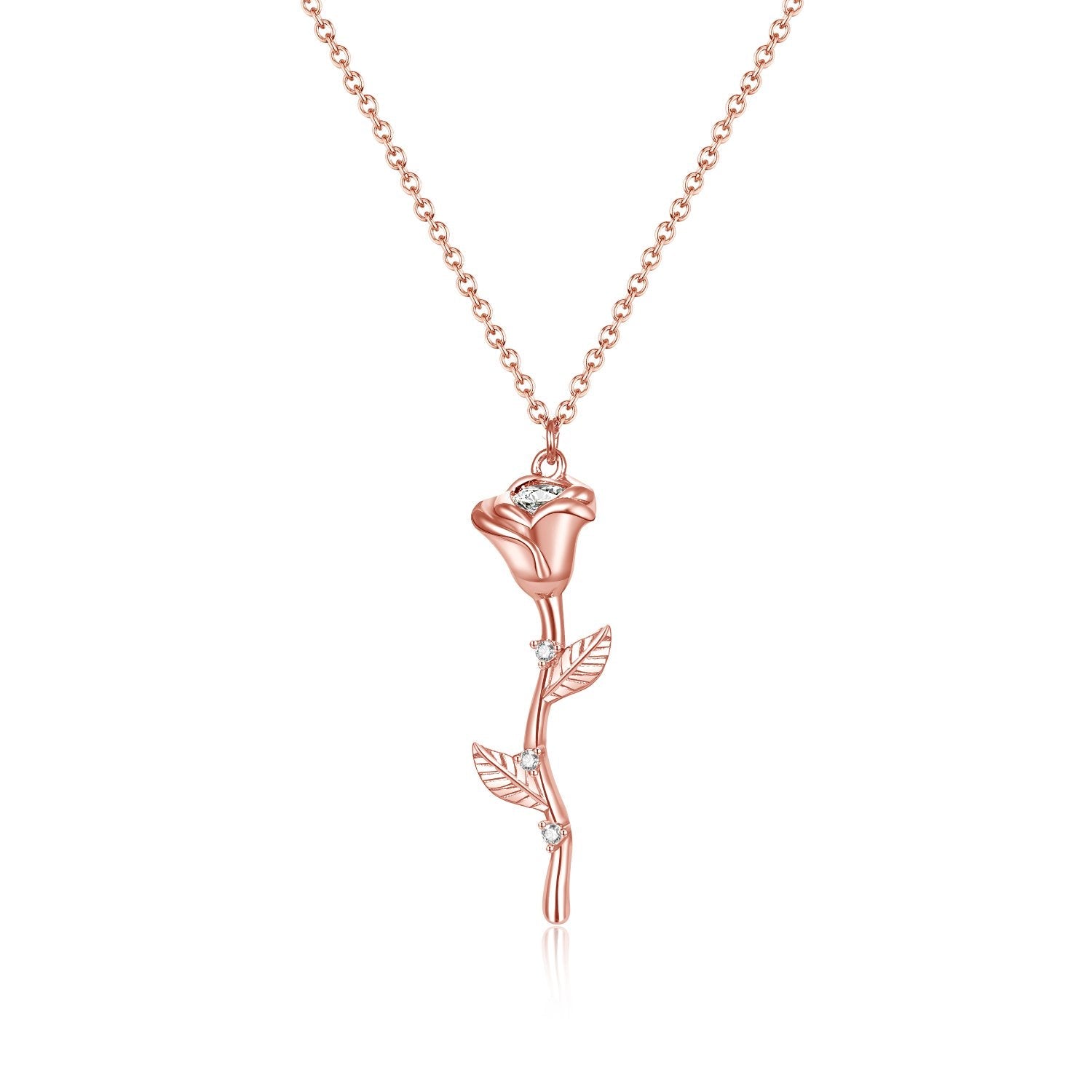 Luxury Bee Admira 925 Sterling Silver Necklace Rose Gold Plated Joya Plata Flower Shape Necklace - Luxury Bee