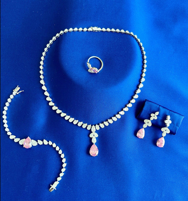 Buy Necklace Set by Luxury Bee® | Delicate Necklace Set for Women with Pink Zircon