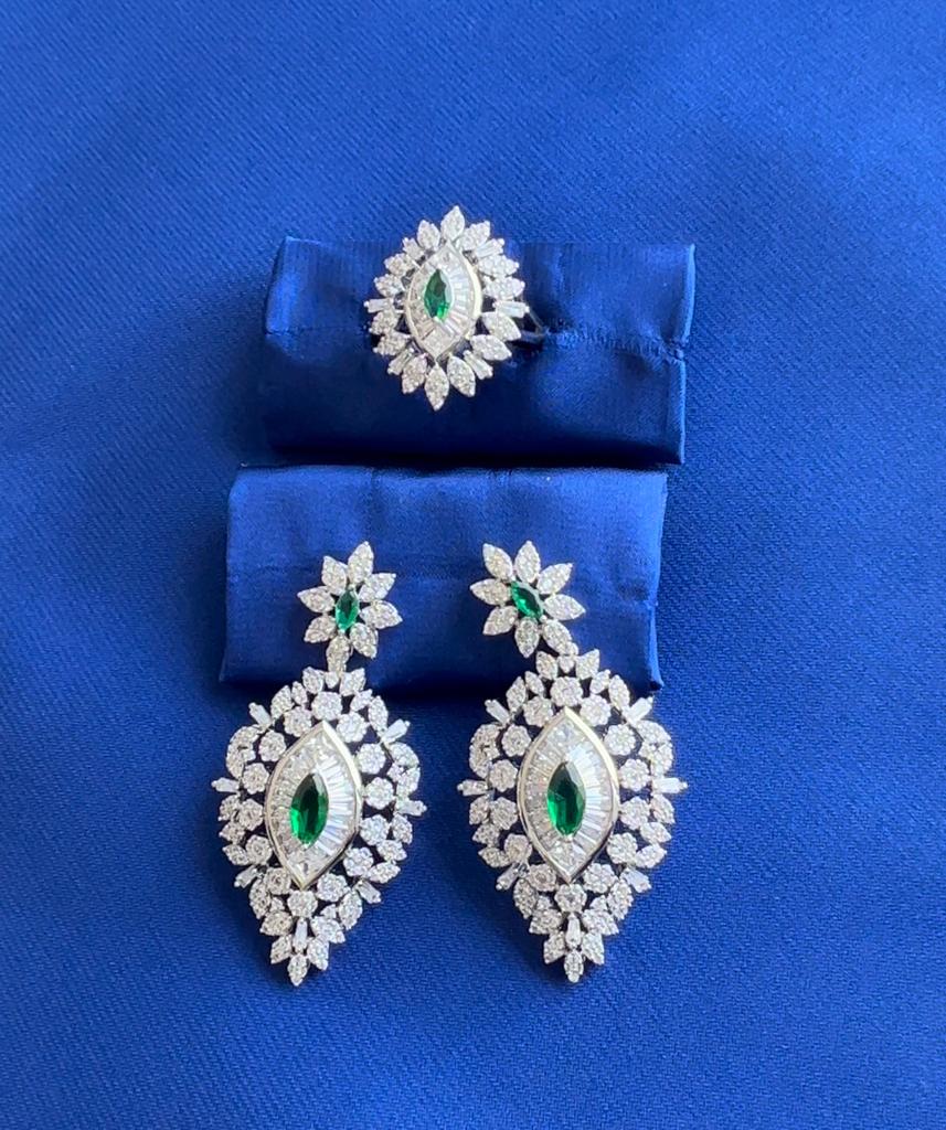 Luxury Bee Elex Necklace Set for Women- Daily-Party Wear Jewelry Set-Green Zircon - Luxury Bee