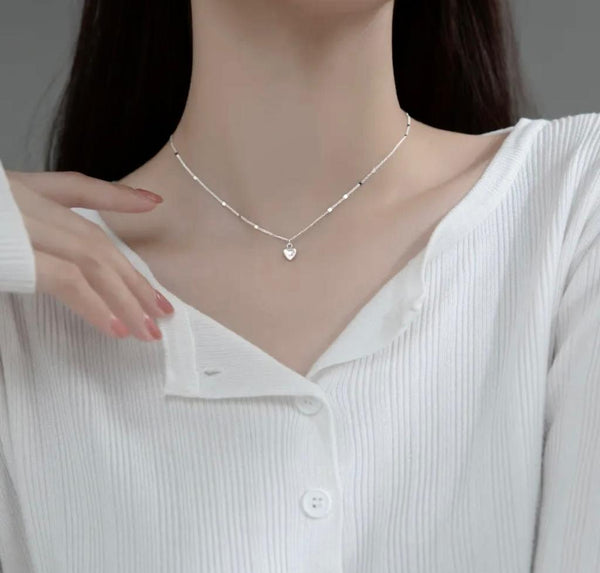Luxury Bee Hearter Black Silver Sterling 925 Minimalist Necklace Silver Color - Luxury Bee