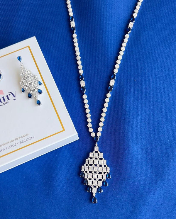Luxury Bee Orchestra Necklace Set for Women-Daily-Party Wear Jewelry Set-Blue Zircon - Luxury Bee