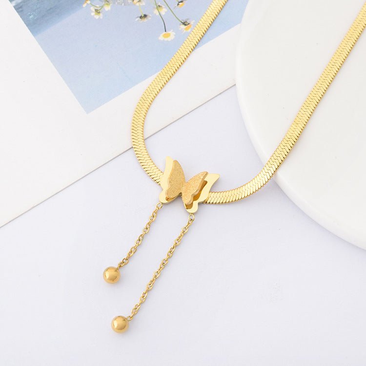 Luxury Bee Tassel Butterfly Charms Snake Bone Chain Choker Necklaces Pendants - Luxury Bee
