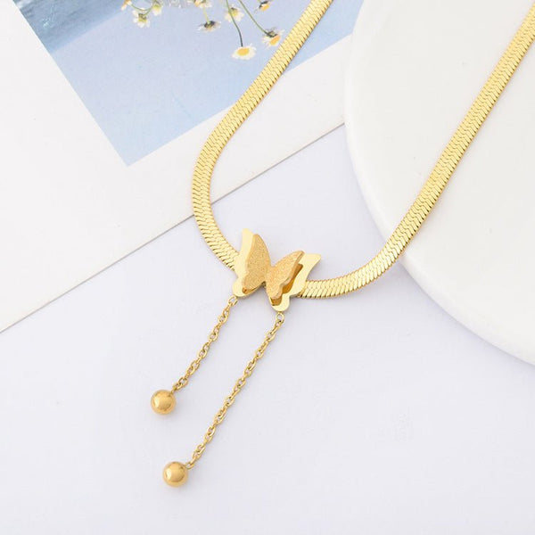 Luxury Bee Tassel Butterfly Charms Snake Bone Chain Choker Necklaces Pendants - Luxury Bee