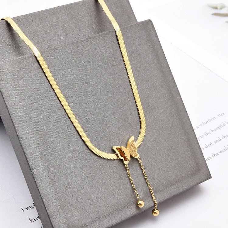 Luxury Bee Tassel Butterfly Charms Snake Bone Chain Choker Necklaces Pendants - Luxury Bee
