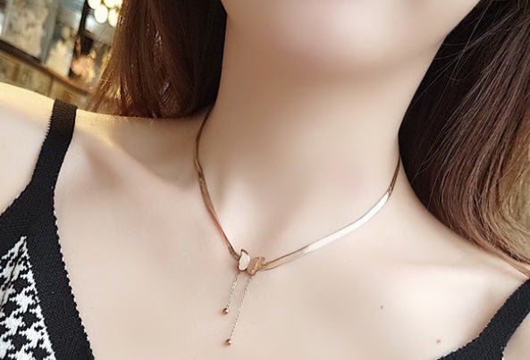 Luxury Bee Tassel Butterfly Charms Snake Bone Chain Choker Necklaces Pendants - Luxury Bee